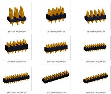 Konektor Pogo Pin Bermuatan Pegas Baris Ganda