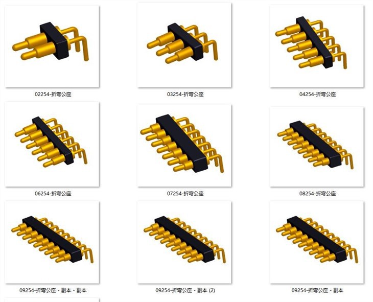 Sping-loaded Right Angle Pogo Pin Connector